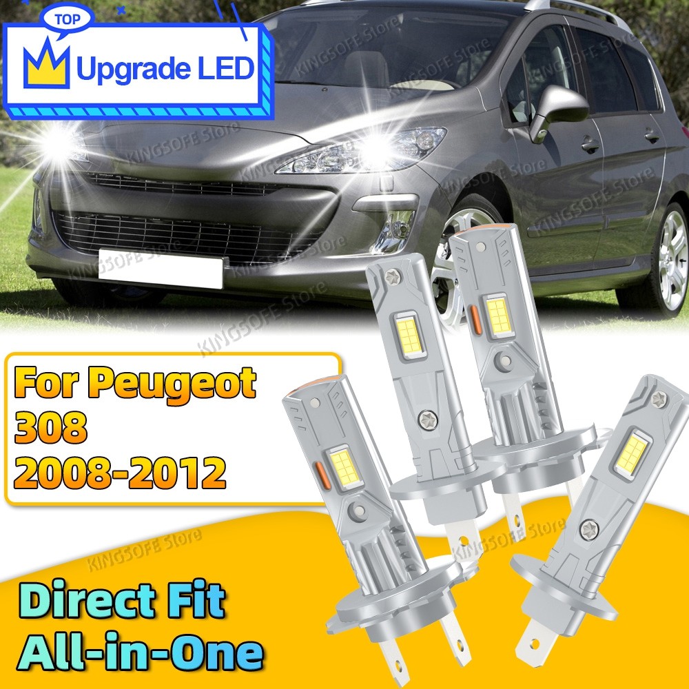 2/4Pcs H7 H1 Led Bulb 1:1 Mini Size 30000Lm 6000K Led Headlight Bulbs Csp Chip Car Lamp For Peugeot