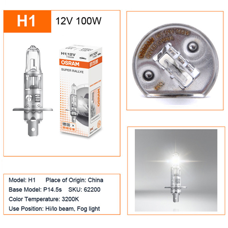Osram Original H1 H4 H3 H7 12V 80W 100W Yellow 62200 62261Standard Lamp 3200K Headlight Fog Lamp Car