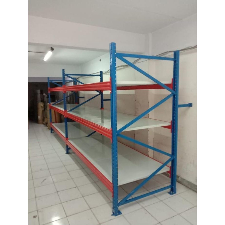 Rak Gudang Heavy Duty Load 1000kg/Level, Rak Industri, Rak Baja Import