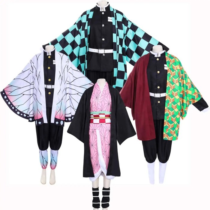 Adults Kids Demon Slayer Nezuko Tanjiro Cosplay Costume Outfit Set