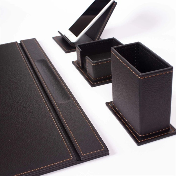 Vega 4 Pieces Leather Desk Set Desk Organizer Office Accessories Desk
