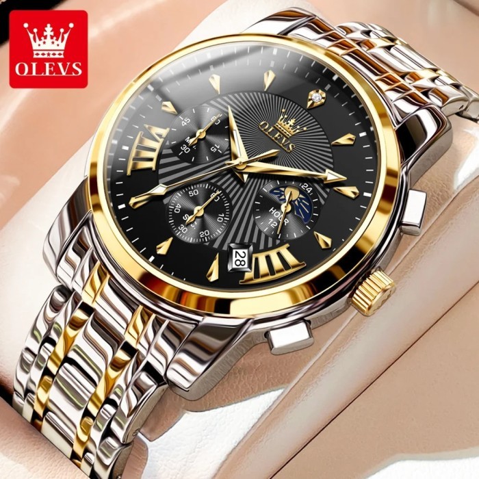 OLEVS New Men's Luxury Brand Quartz Watch Stainless Steel Waterproof