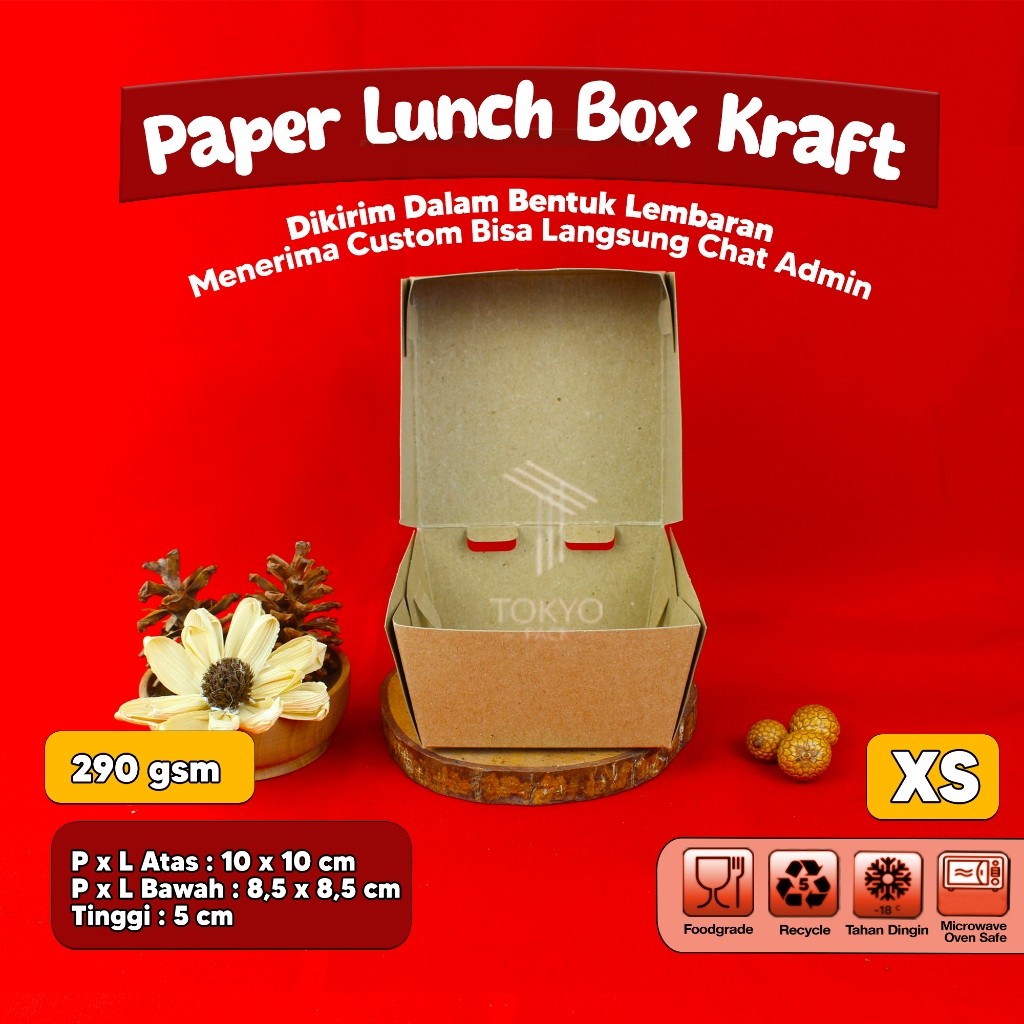 PAPER LUNCH BOX BAHAN KRAFT/LUNCH BOX PAPER COKLAT SIZE M , L , S , XS
