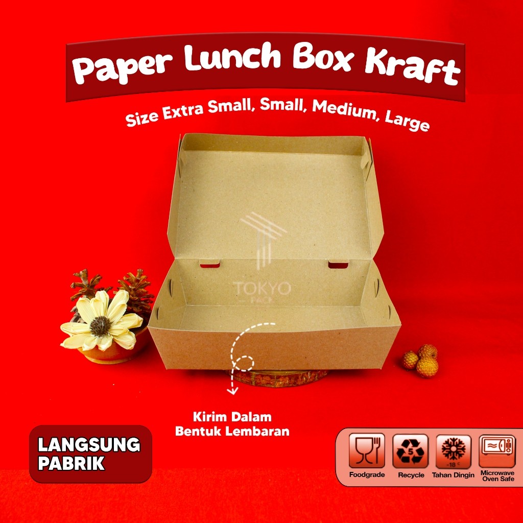 

PAPER LUNCH BOX S BAHAN KRAFT/LUNCH BOX PAPER S COKLAT