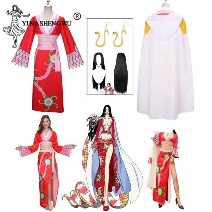 Anime Boa Hancock Cosplay Costume Set Women Cheongsam Jewelry For