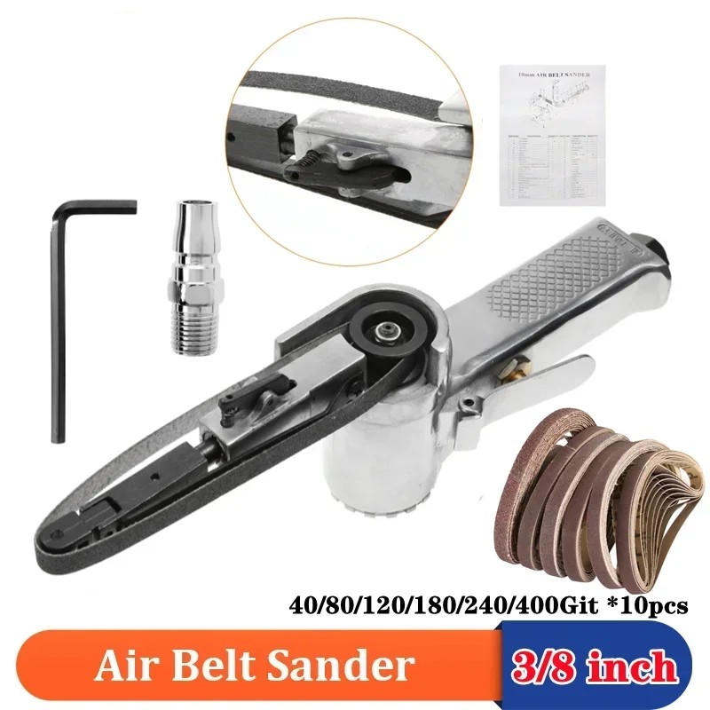 3/8 Inch Air Belt Sander Pneumatic Sanding Buffing Tools 10Mm Air Belt Grinder Pneumatic Belt Sander