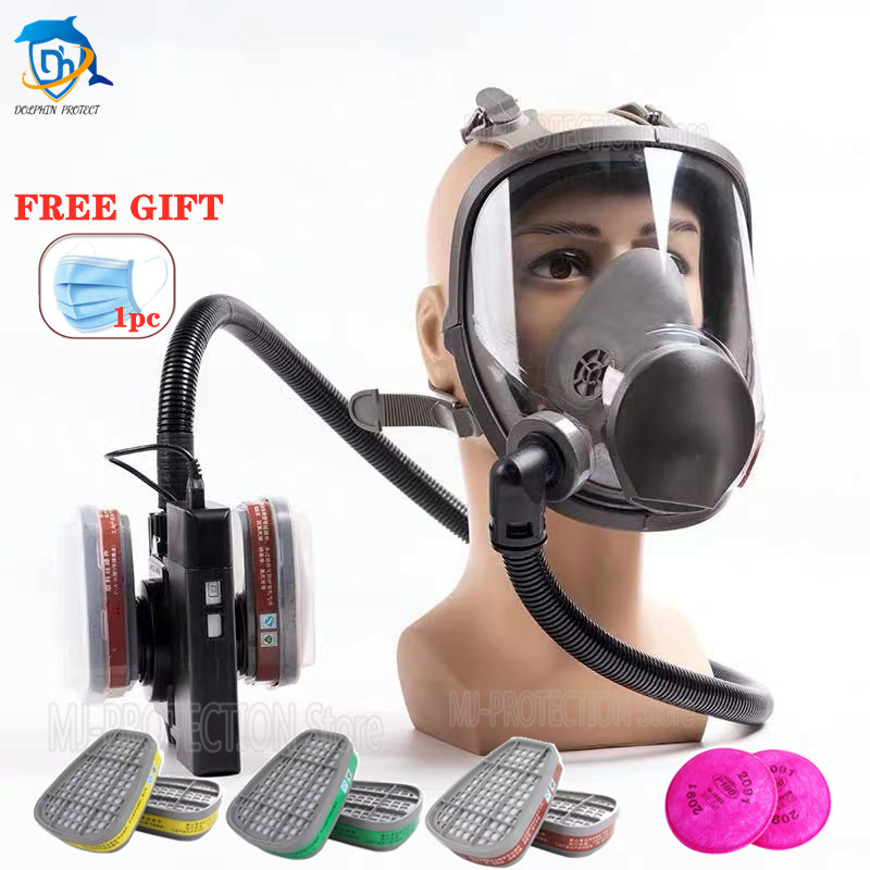 Electric Anti-Spray Paint Pesticide Chemical Gas Mask Gas Respirator Fan Full Gas Mask