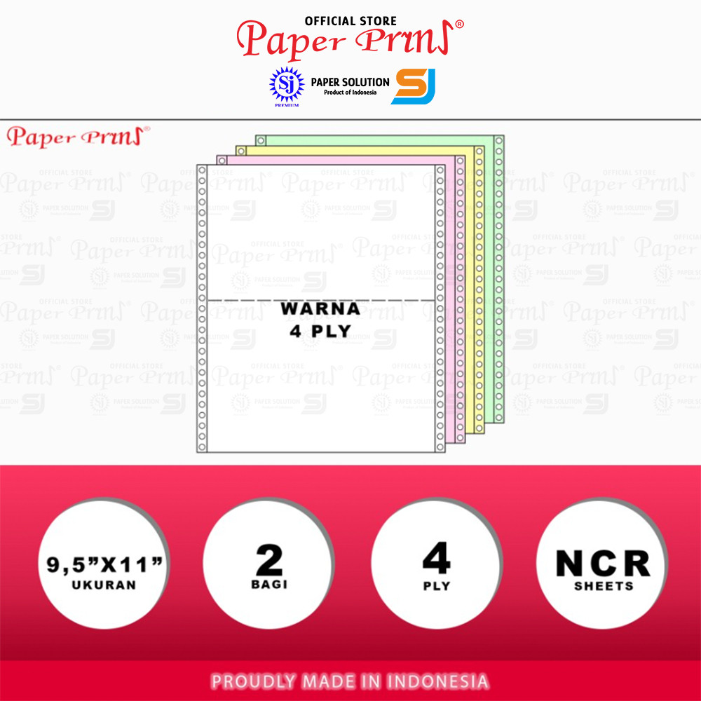 

Paperyns Kertas Continuous Form 4PLY NCR PRS 9,5" x 11"/2 (Bagi 2)