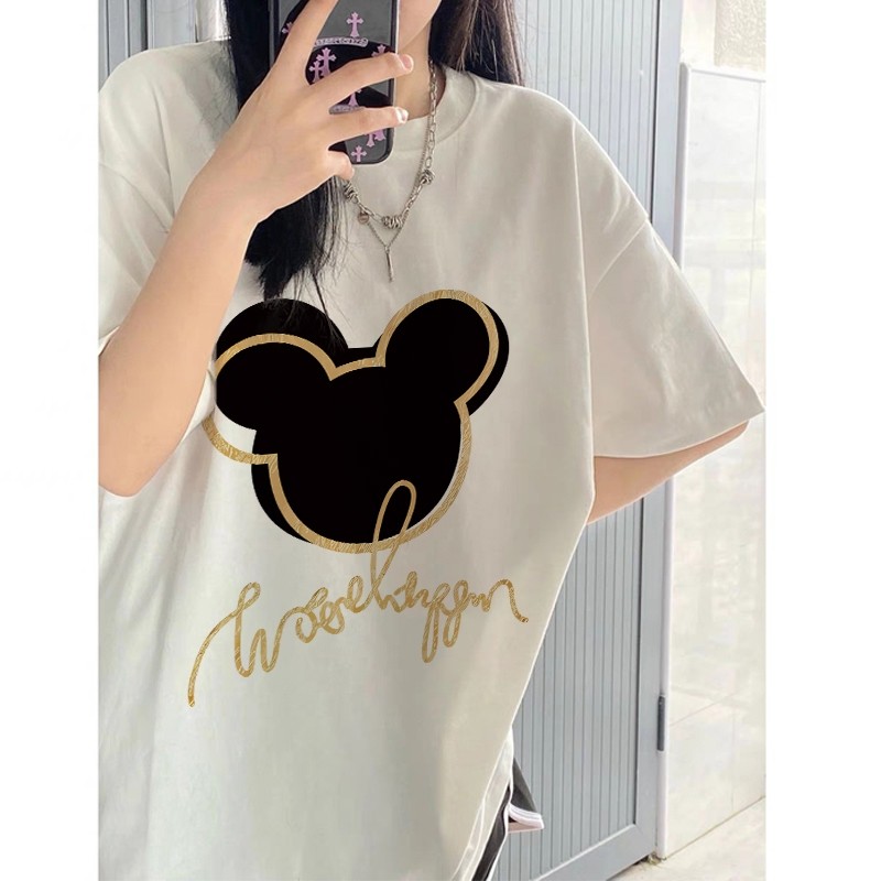 NEW SEZO. BAJU WANITA MICKEY MOUSE KAOS BERMOTIF BIRU BAJU KAOS OVERSIZE WANITA KOREAN 100%COTTON