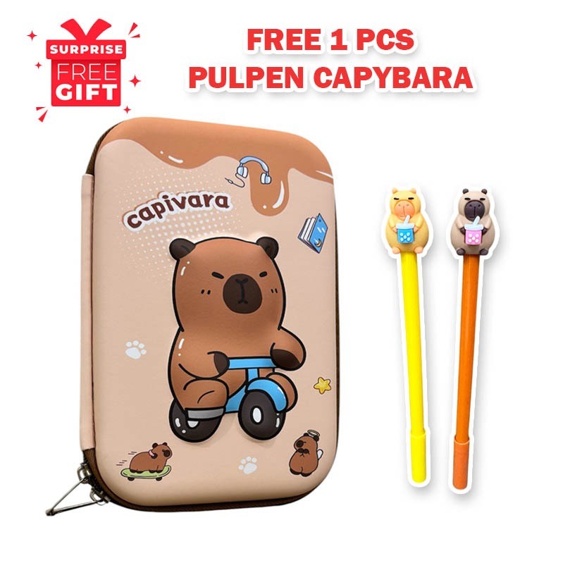 

BLINGBERRY Kotak Pensil Capybara 3D Timbul Kekinian Kotak Pensil Anak Karakter Lucu Capibara Wadah
