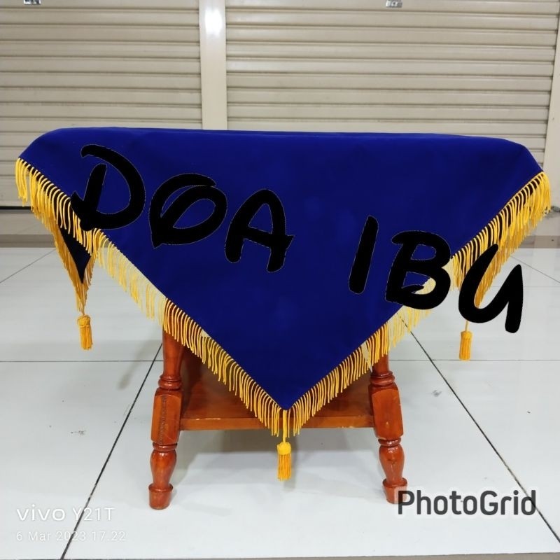 

best seller alas baki upacara bendera alas baki paskibra polos pake rumbai warna Biru ready stock