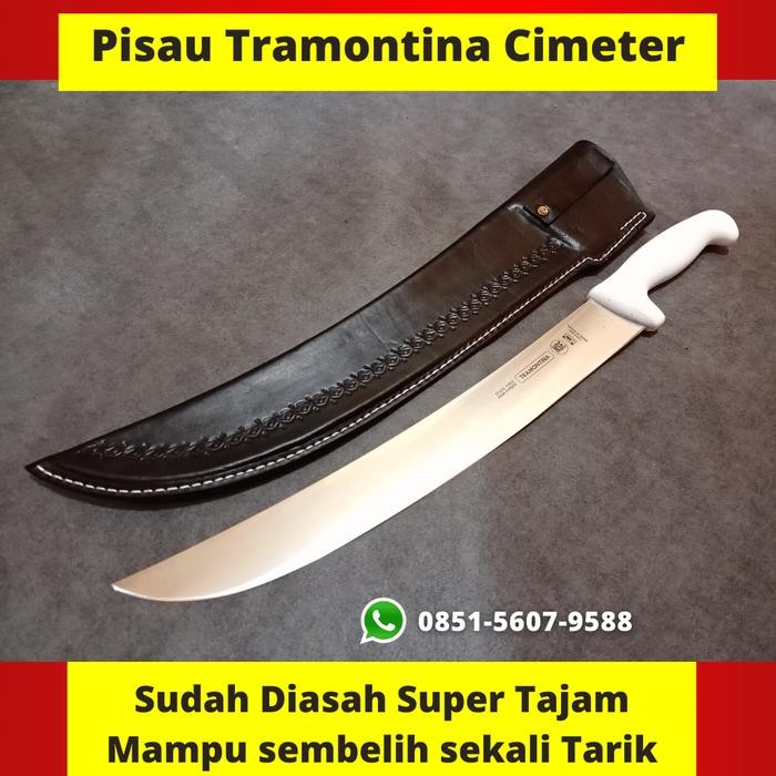 PREMIUM Pisau Tramontina Cimeter 14 inch / 35 cm Sembelih Sapi + Sarung Kulit