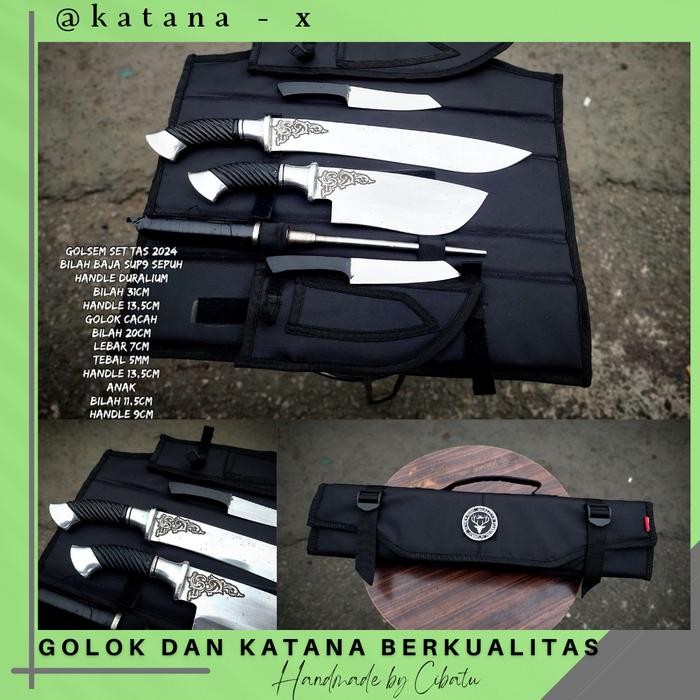PREMIUM GOLOK PISAU CACAH SEMBELIH KAMBING SET BAJA SUP9 HANDLE DURALIUM TAJAM