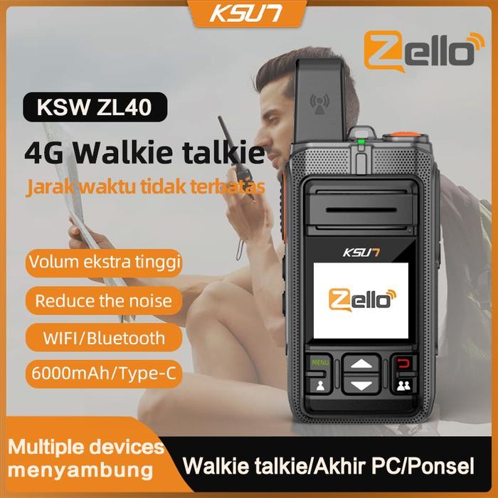 Poc ZelloKsun Zl40 Ht Walkie Talkie Poc 4G Global Sim Handy Talky Wireless Wifi And Bluetooth Walkie