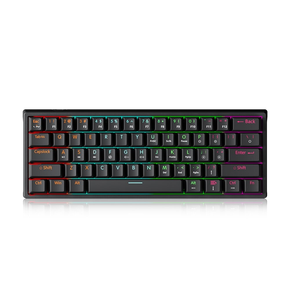 Mucai Mk61 Usb Gaming Mechanical Keyboard 61 Keys Red Switch Wired Detachable Cable Rgb Backlit Hot