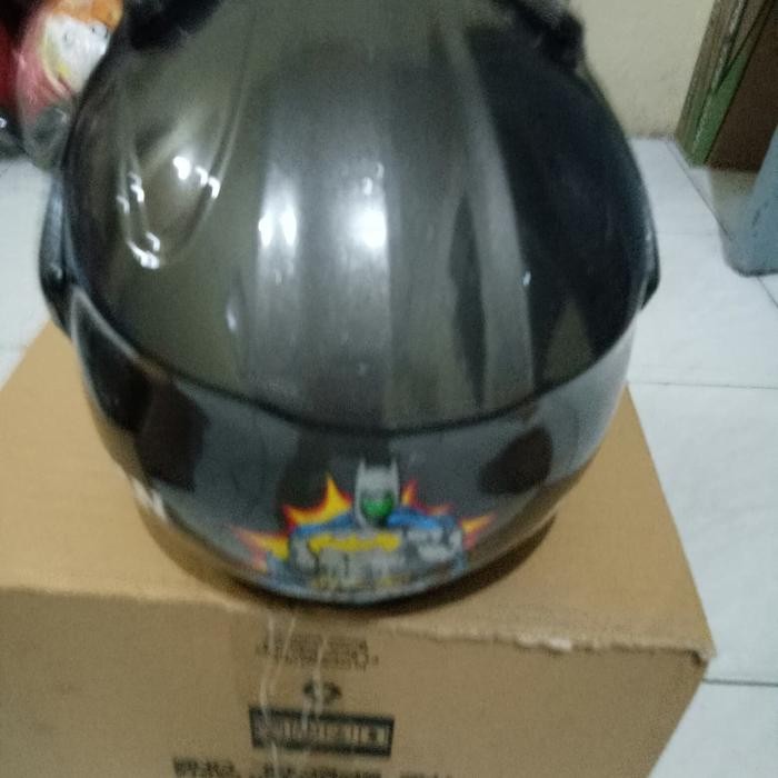 HELM ANAK MURAH MEREK MHR CORAK BATMAN ABU