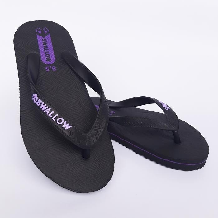 SANDAL JAPIT KARET ANAK PEREMPUAN COWOK SWALLOW BLACK PEARL UKURAN 7.5 , 8 , 8.5 POLOS HITAM MANIS