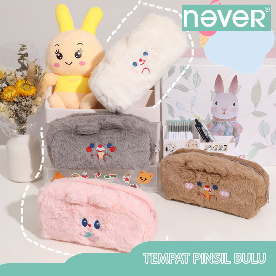 

Never Official- Tempat pensil bulu soft cute/ Tas pensil kosmetik/ Pouch makeup kecil