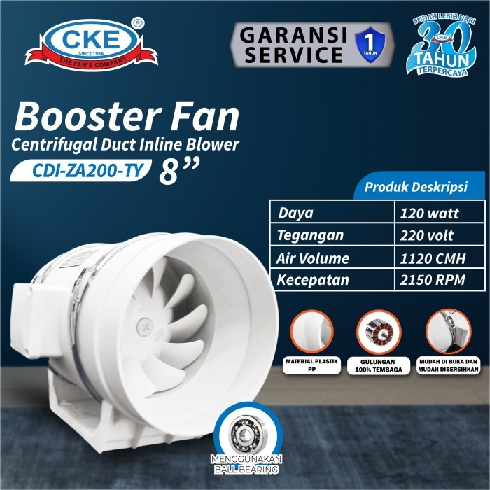 INLINE DUCT FAN PLASTIK 8" INCH KIPAS BOOSTER VENTILASI EXTRACTOR FAN