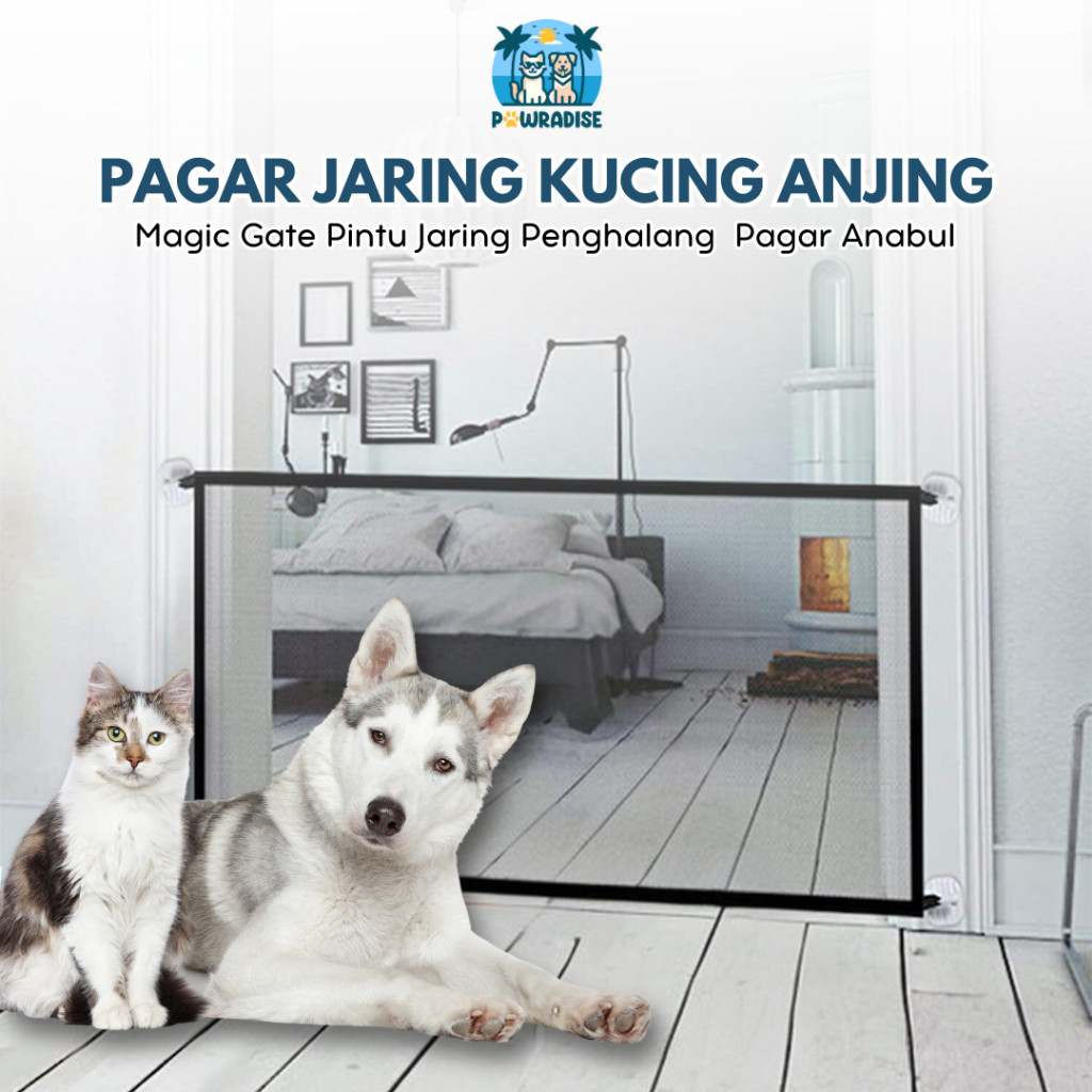 Pintu Jaring Penghalang Pagar Kandang Kucing Anjing - Magic Gate Pintu Jaring Penghalang Pagar