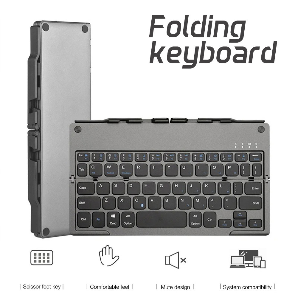 Foldable Wireless Keyboard With Stand For Ipad Tablet Laptop Phone Mini Keyboard For For Windows,