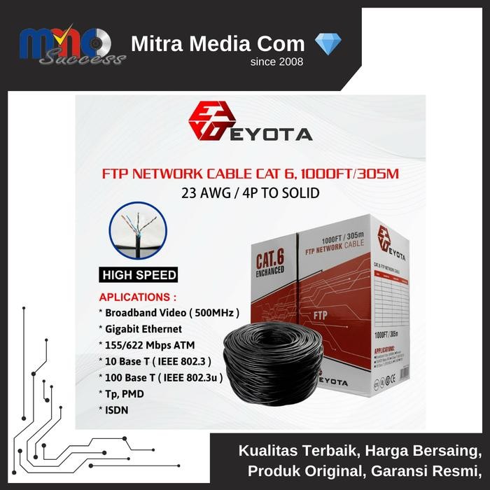 Marwah.store8 Eyota Kabel Lan FTP Cat 6 Hitam/ Kabel Lan FTP Out Door Cat 6 Eyota