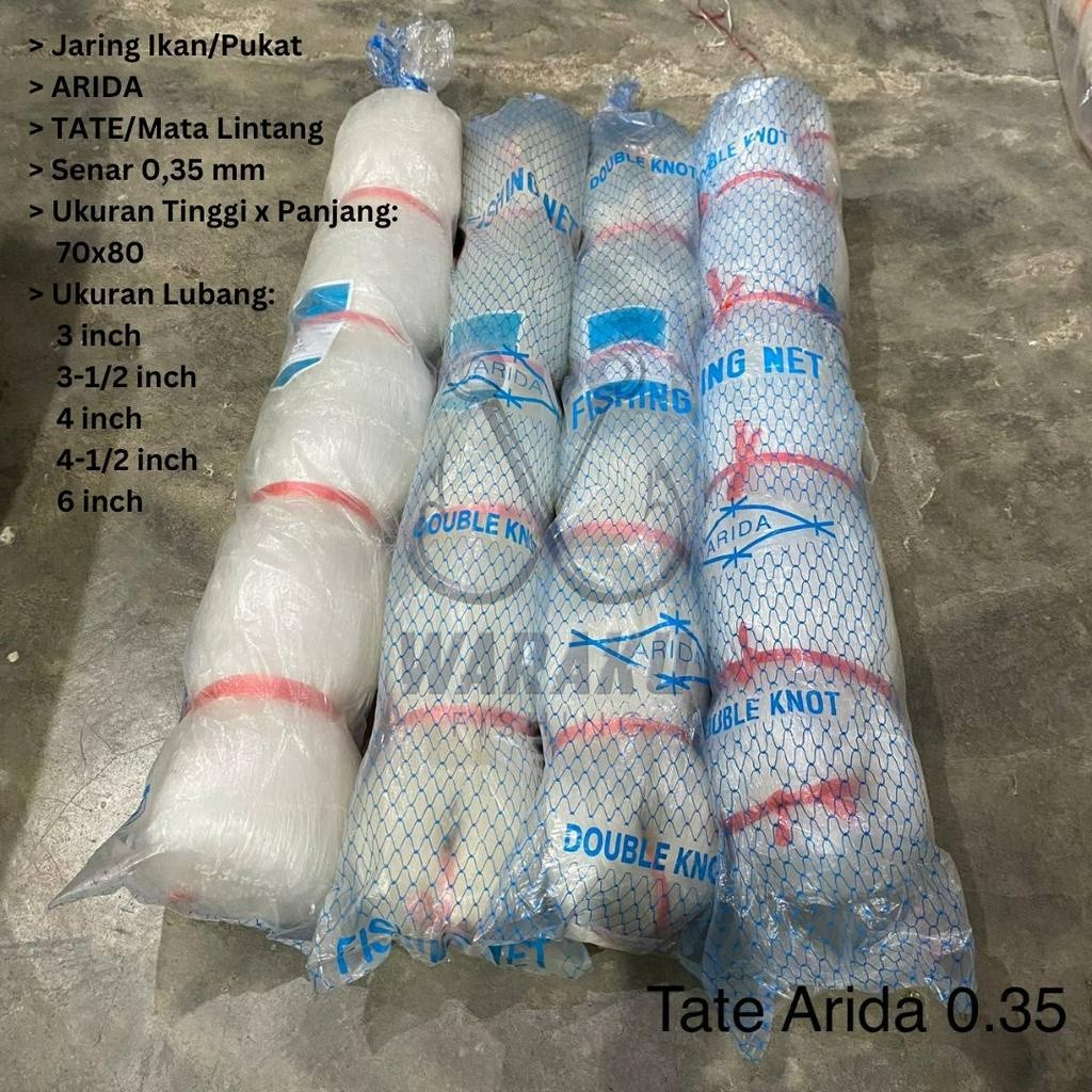 Pukat Ikan / Jaring ikan tate ARIDA 0.35 70x80 (Ukuran Tinggal Pilih) ASLI 100% ORI
