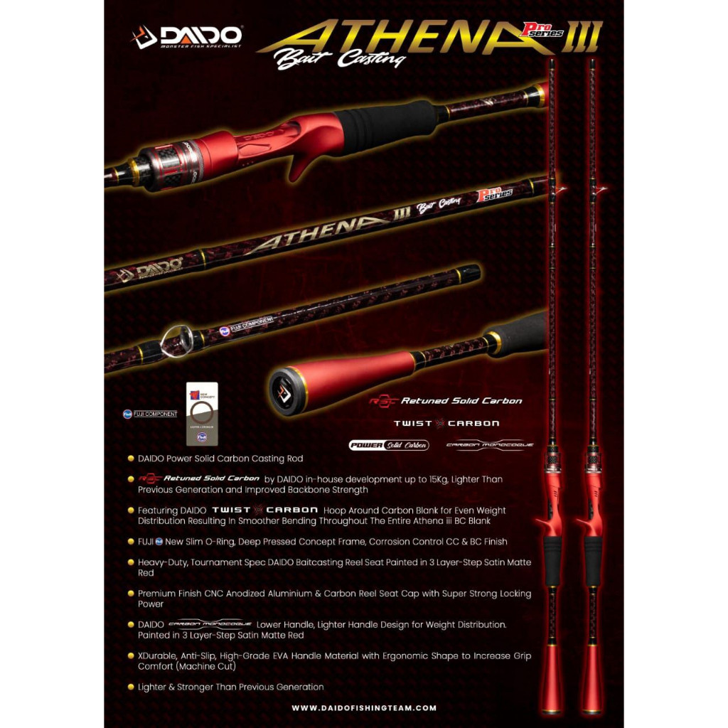 Joran BC DAIDO ATHENA III / ATHENA 3 Pro Series Baitcasting Carbon Solid Ring FUJI 4-12 8-17Lb