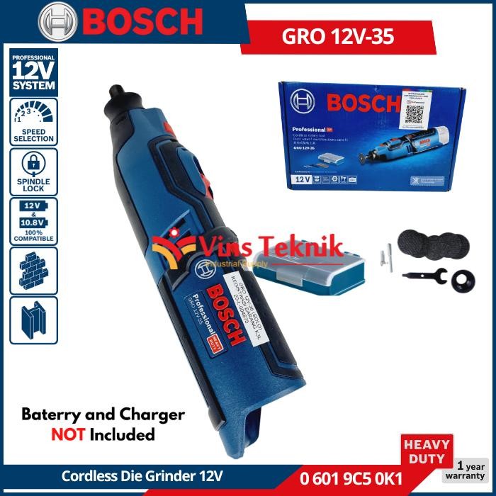 Bosch GRO 12V-35 Cordless Mesin Gerinda Tuner Rotary Tool Mini Die Grinder GRO12V-35