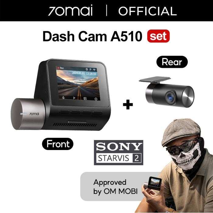 RideOn- 70mai Dash Cam A510 Set GPS Sony Starvis 2 4G Live Control HDR Front 1944P Rear 1080P