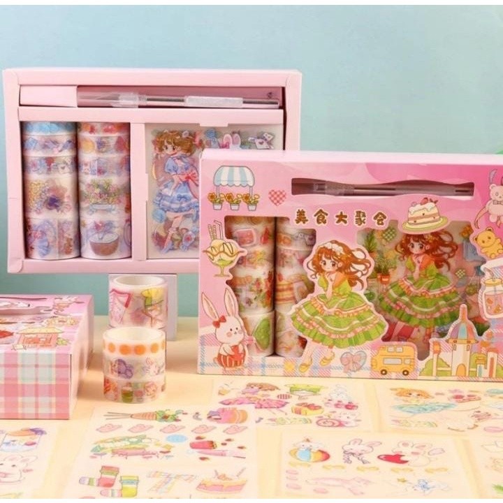

Stiker 1 Set Box Lucu Princess Cewek Dapat Pulpen Cutter dan Roll Stiker Cantik