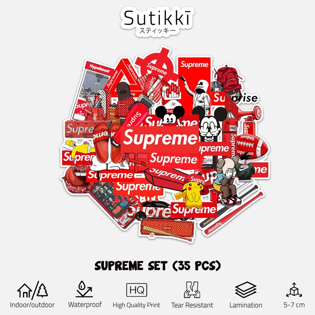 

Sutikki Sticker Pack Hypebeast Logo Supreme Hype Beast Stiker Vinyl Laptop Koper Sepeda Brand Hype