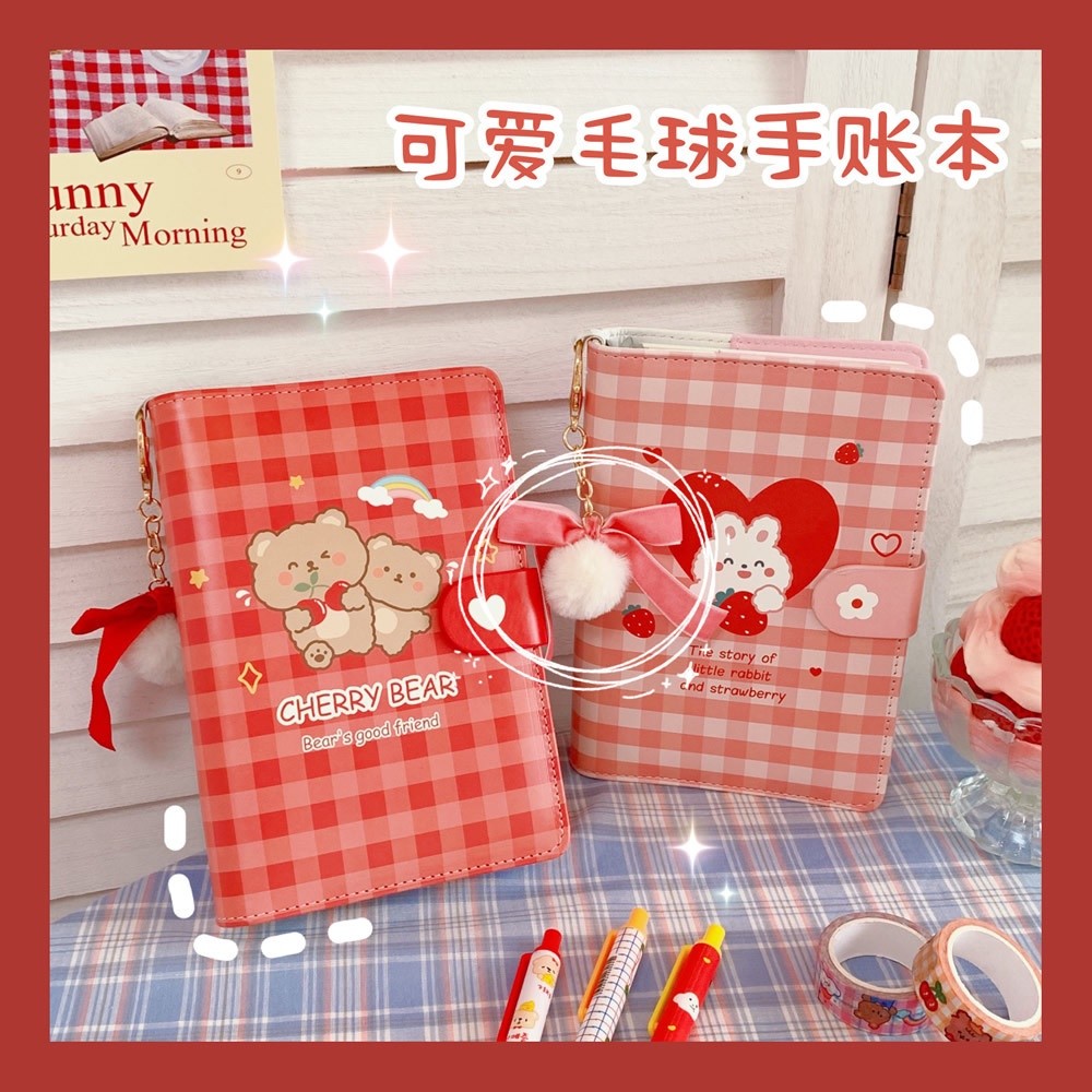 

Buku Planner Diary 6 Ring Aesthetic Korea Ins Cherry Bear Rabbit Deco Paper Set Lengkap B002