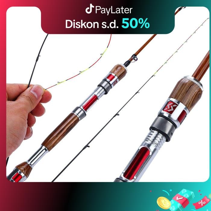 TERMURAH - Sougayilang 1.2m joran pancing udang 2 bagian gagang pancing kayu EVA Menangani joran