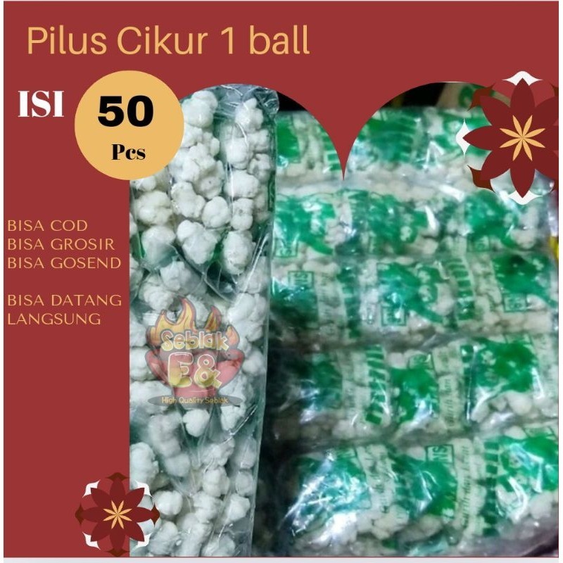 

BISA COD - Pilus Cikur Sukro Atom Renceng Ball Sari Rasa isi 50 pcs - toping baso aci - seblak -