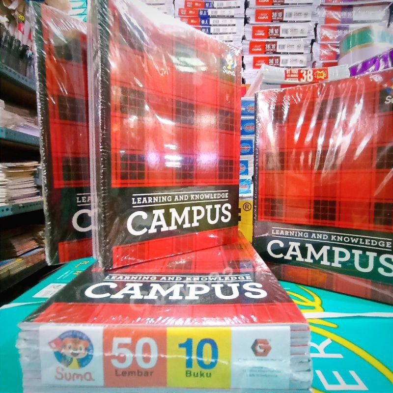 

BUKU TULIS CAMPUS SUMA 50 lembar besar (10 buku) + 1 pcs bolpen / pack