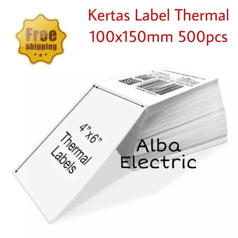 

Kertas Thermal 100 x 150 500 Pcs A6 Stiker Kertas Printer Label Thermal 100 x 150 mm Label Resi A6