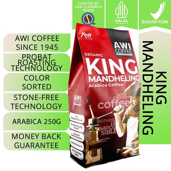 

Awi Coffee King Mandheling 250Gr Biji/Bubuk Roasted Arabica Coffee Beans