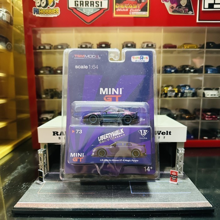 BARANG TERLARIS SALE MINI GT 73 LB WORKS NISSAN GTR R35 MAGIC PURPLE W/ CARBON HOOD TOYSRUS JAPAN