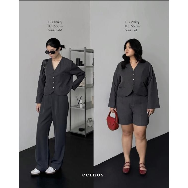 (Expert) ECINOS - Spring Top - Atasan Wanita (Cropped and Relaxed Fit V-Neck Top)