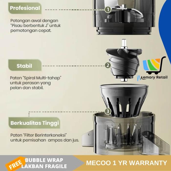 MECOO SLOW JUICER AESTHETIC JUICER BUAH SEHAT LOW WATT