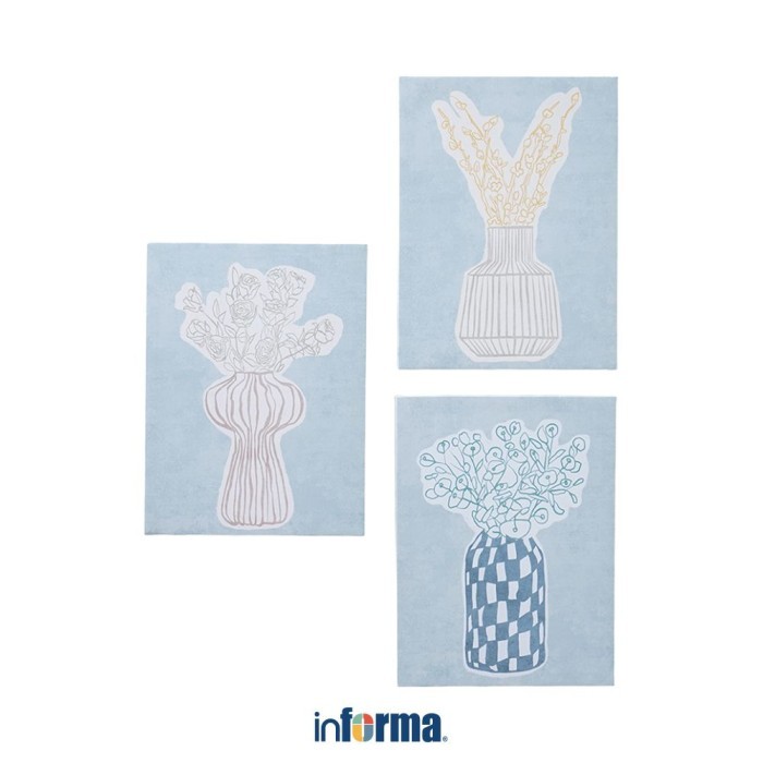 Terlaris Informa 30X40 cm Set 3 Pcs Hiasan Dinding Kanvas Print Vase X21 Wall Art Decoration Lukisan