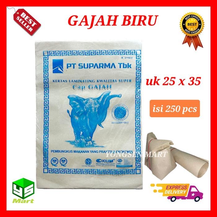 

Happy- Isi 250 lembar Kertas nasi bungkus coklat Merk Gajah merah pink