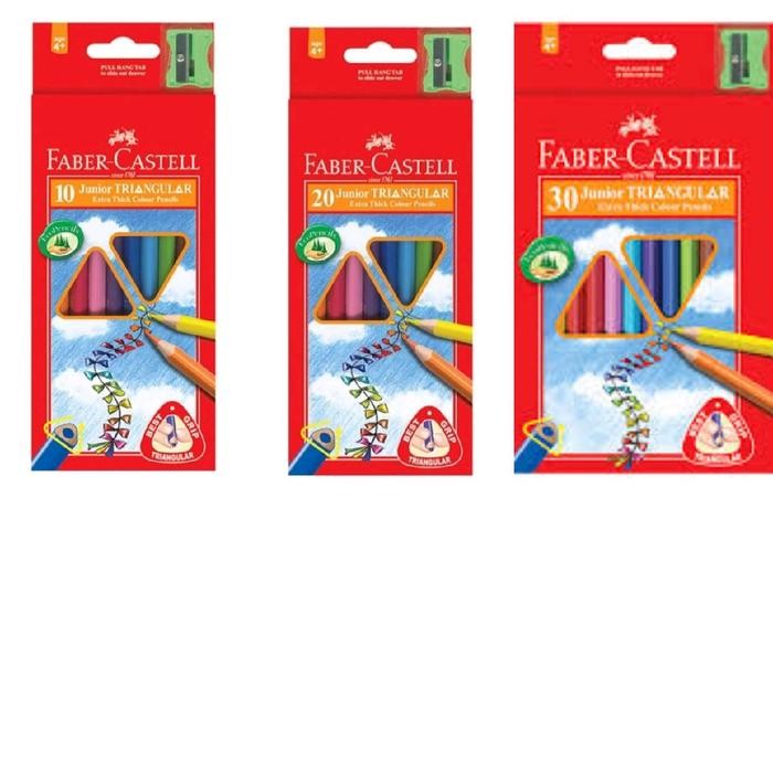 

FABER CASTELL JUNIOR TRIANGULAR GRIP COLOR PENCIL SET 10 20 30 PENSIL WARNA SEGITIGA