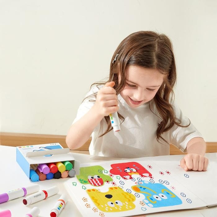 

MIDEER 12 PC ROUND TIP STAMPER WASHABLE MARKER 2 IN 1 SPIDOL DAN STAMP