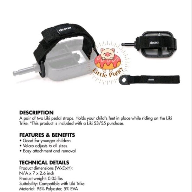 Doona Liki Trike Pedal strap sparepart accecories S1 S3 S5