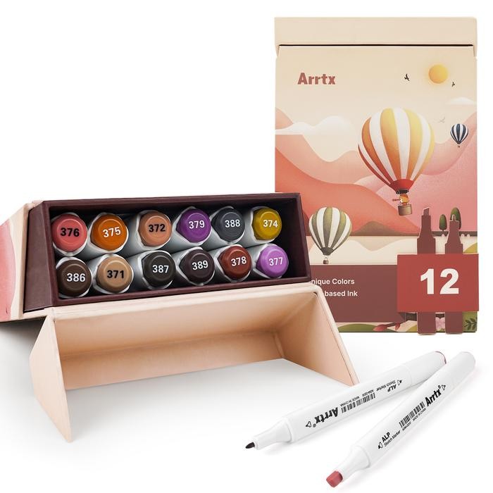 

ARRTX DUAL TIPS MARKER SET SKIN TONE 12 COLORS WITH BOX