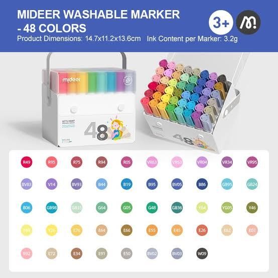 

MIDEER WASHABLE MARKER 48 PC SPIDOL