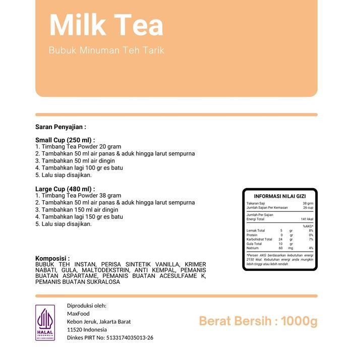 

Terlaris- Milk Tea Powder Drink / Bubuk Minuman Rasa Teh Susu 1 Kg