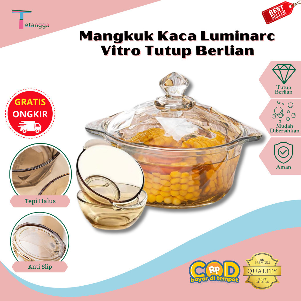 PANCI KACA LUMINARC VITRO TUTUP BERLIAN - PANCI TRANSPARAN MEWAH